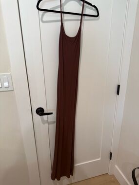 Amazon Brown Spaghetti-Strap Maxi Dress